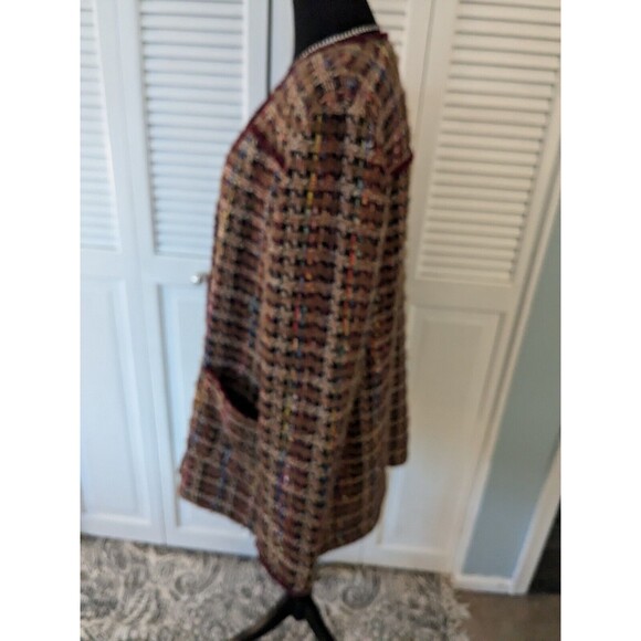 Anthropologie Ett:twa Jacket Women XL Harlequin Oversized Tweed Longline Multi - Picture 5 of 15